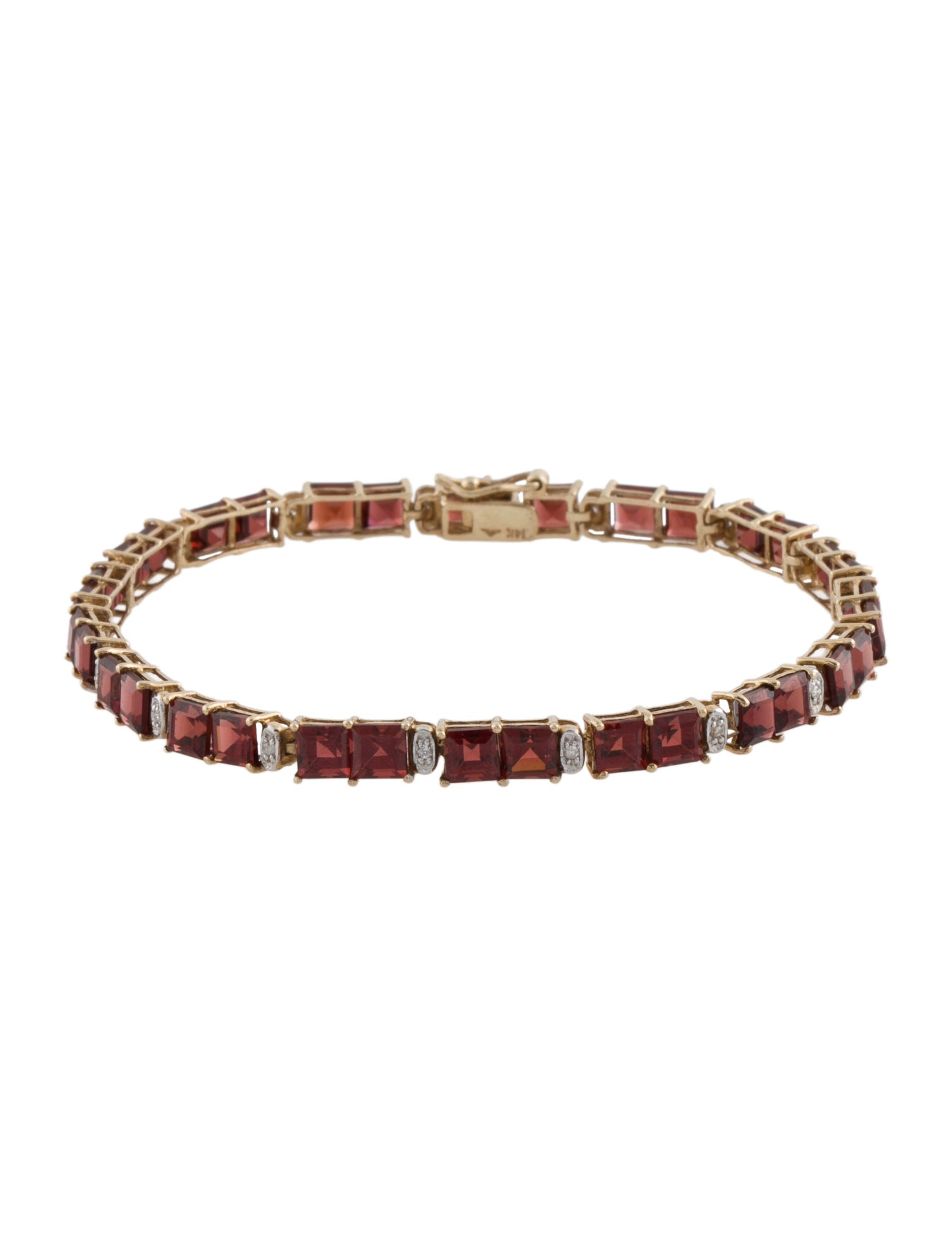 Bracelet 14K Garnet & Diamond Link Bracelet